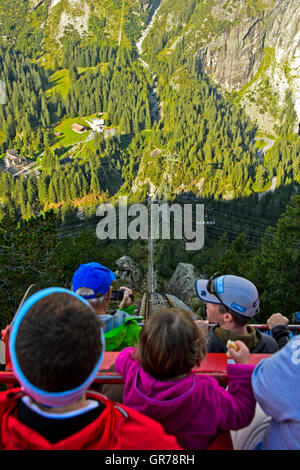 On The Gelmerbahn Funicular, Steepest Funicular Railway In Europe, Grimselwelt, Canton Of Bern, Switzerland Stock Photo