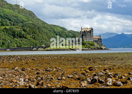 Eilean Donan Castle Seen From The West At Loch Duich Near Dornie, Scotland, Uk Stock Photo