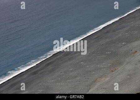Nonza, Gray Beach At The West Coast Of Cap Corse, Corsica, France Stock Photo