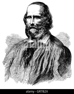 Giuseppe Garibaldi (1807 - 1882) was an Italian general, politician and nationalist who played a large role in the history of Italy. He is considered, with Camillo Cavour, Victor Emmanuel II and Giuseppe Mazzini, as one of Italy's 'fathers of the fatherland'. He commanded and fought in many military campaigns that led eventually to the formation of a unified Italy. He was appointed general by the provisional government of Milan in 1848, General of the Roman Republic in 1849 by the Minister of War. Stock Photo