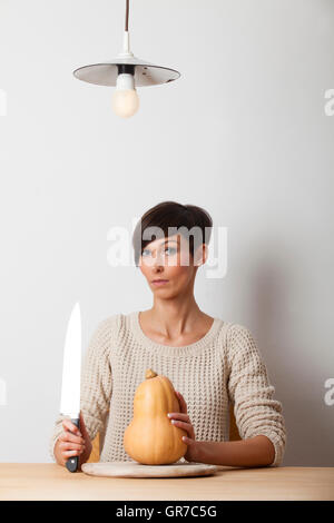Pumpkin Woman Stock Photo