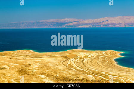 View of Dead Sea coastline in Israel Stock Photo