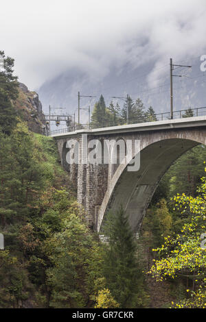 Bridge Of The Gotthard Railway In Switzerland Stock Photo