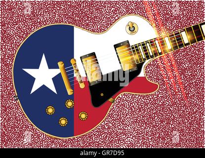 The definitive rock and roll guitar with the Texas flag isolated over a white background. Stock Vector