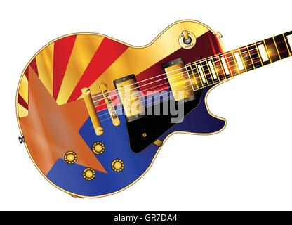 The definitive rock and roll guitar with the Arizona flag isolated over a white background. Stock Vector