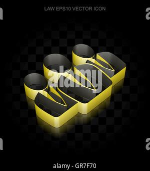 Law icon: Yellow 3d Business People made of paper, transparent shadow, EPS 10 vector. Stock Vector