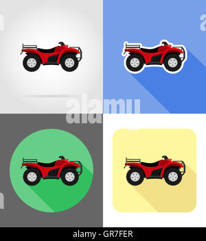 atv motorcycle on four wheels off roads flat icons illustration isolated on background Stock Photo