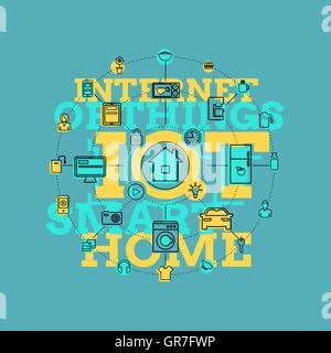 Smart Home And Internet Of Things Line Art Stock Vector