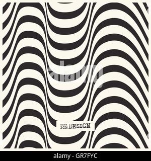 Design monochrome waving lines illusion background. Stock Vector