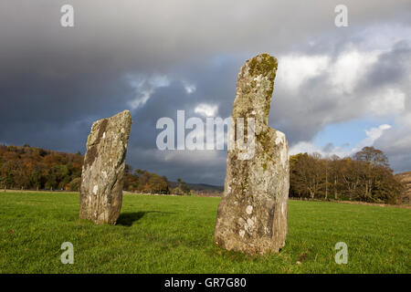 Standing stones in Kilmartin Glen, Argyll and Bute, Scotland, United Kingdom Stock Photo