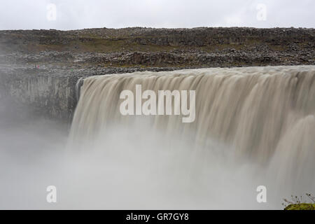 View of Dettifoss waterfall from the west bank in  Iceland Stock Photo