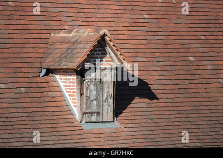 Doormer on a tile roof of a barn Stock Photo