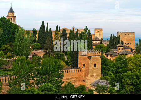 Castle Alhambra On Sabikah Hill, Granada, Spain Stock Photo