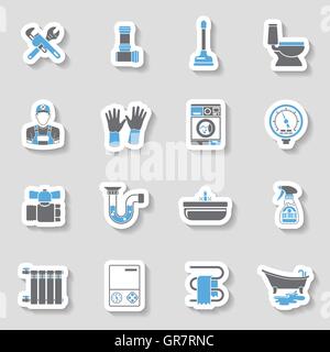 Plumbing Service Icons Sticker Set Stock Vector Image & Art - Alamy
