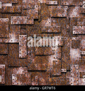 rusty fix wall. grunge metal background and texture. 3d illustration. Stock Photo