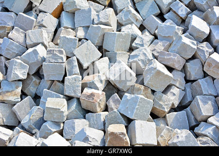 Many Grey Granite Cobblestoned Background For Ground Stock Photo