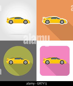 sport car flat icons vector illustration isolated on background Stock Vector