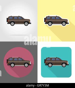 suv car flat icons vector illustration isolated on background Stock Vector
