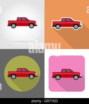 car pickup flat icons vector illustration isolated on background Stock Vector
