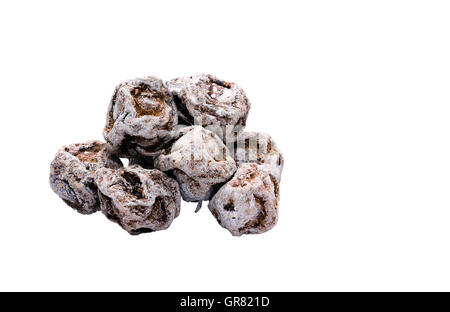 salted plum. Isolated on white background with clipping path and copy space Stock Photo