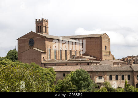 Sienna, Church San Domenica, Brick Basilica In The North Of The City, Tuscany, Italy Stock Photo