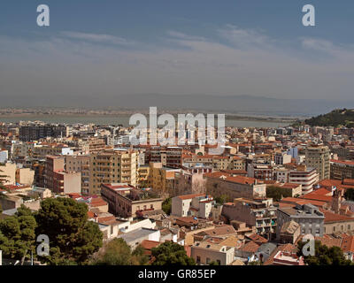 Cagliari, View From The Old Town Castello Of The City, Sardinia, Italy, Europe Stock Photo