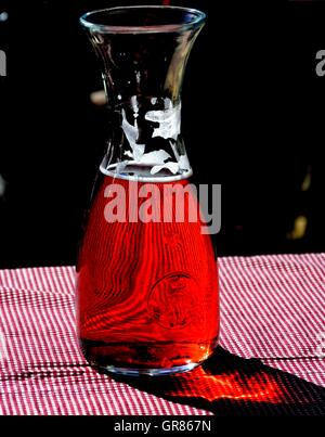 Glass Wine Decanter Filled With Red Wine Stock Photo