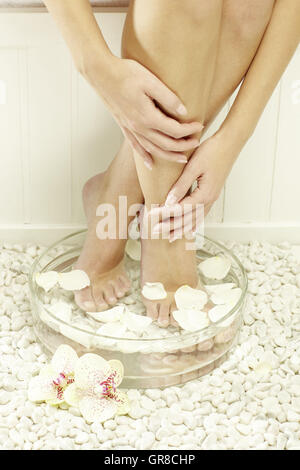 Woman Spa Pedicure Foot Treatment Stock Photo