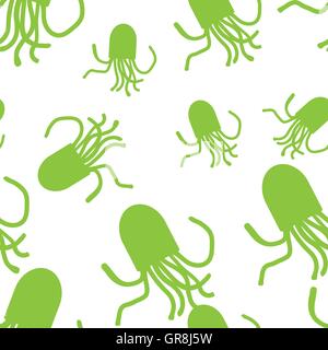 Vector Octopus pattern. White and green Stock Vector