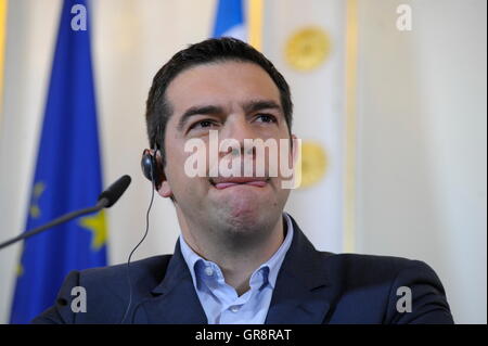Working Visit Of The Greek Prime Minister Alexis Tsipras In Vienna Stock Photo