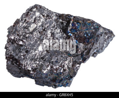 macro shooting of mineral resources - stone of black coal (anthracite) isolated on white background Stock Photo