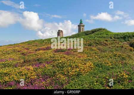 Lighthouse Cap Frehel, Brittany, France Stock Photo