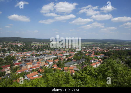 View From Altenburg To A Part Of Pößneck, Thuringia, Germany, Europe Stock Photo