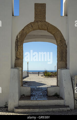 View Through The Archway At Fortaleza De Armacao De Pera, Algarve, Portugal, Europe Stock Photo