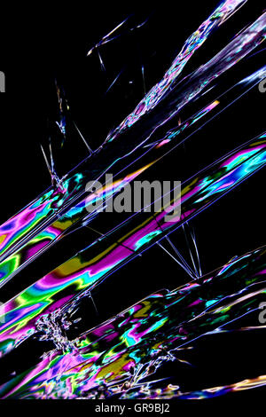 Microcrystals Of Tartaric Acid In Polarized Light Stock Photo