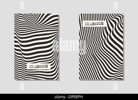 Design monochrome waving lines illusion background. Stock Vector