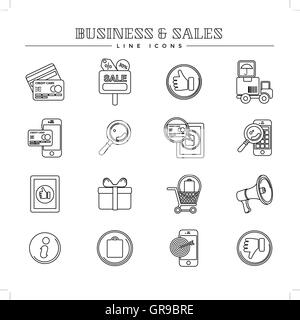 Business and sales, line icons set Stock Vector
