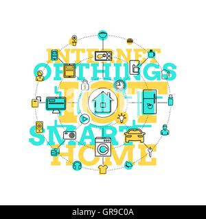 Smart Home And Internet Of Things Line Art Stock Vector