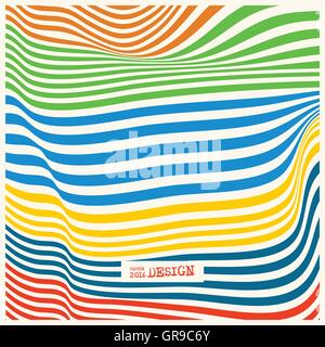 Design monochrome waving lines illusion background. Stock Vector