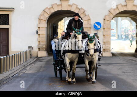 Fiaker In Viennas City Center Stock Photo