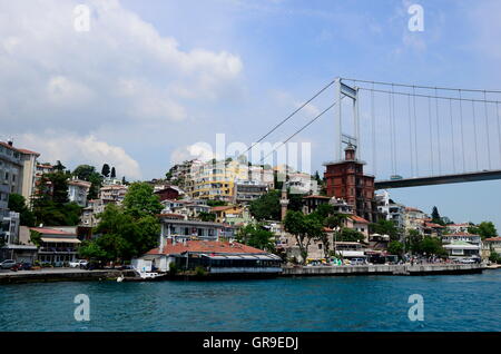Fatih Sultan Mehmet Bridge Over The Bosphorus, Istanbul Stock Photo