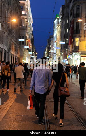 The Istiklal Street By Night, Istanbul Stock Photo
