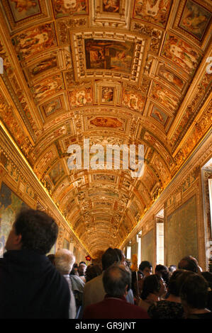 Gallery in the Vatican Museum in Vatican City a city-state that is surrounded by Rome Italy Stock Photo