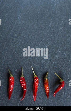 Chilis On A Slate Platter Stock Photo