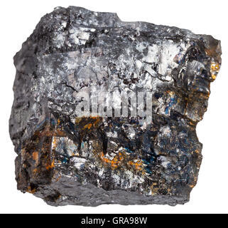 macro shooting of sedimentary rock specimens - black coal (bituminous coal) mineral isolated on white background Stock Photo