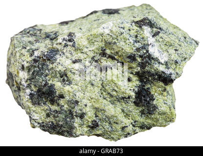 macro shooting of metamorphic rock specimens - Serpentinite stone isolated on white background Stock Photo