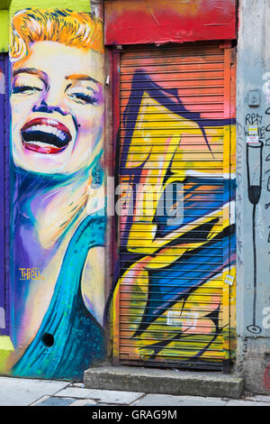 Marilyn Monroe graffiti on a wall in the Trendy Meat Packing district ...