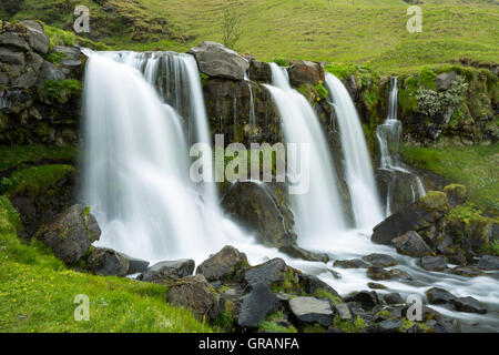 Gluggafoss Falls also called Merkjarfoss, near Hvolsvollur, Iceland, South West Iceland, Golden Circle tour Stock Photo