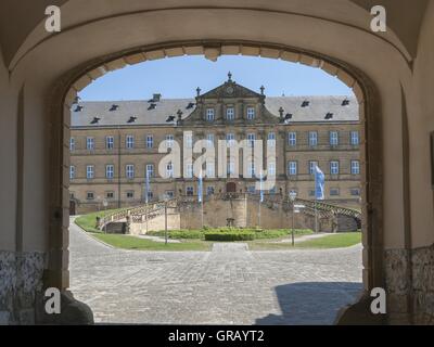 Looking Through The Entrance Archway On The Main Building Of Banz Monastery Stock Photo