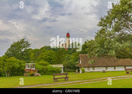 Cape Arkona With The New Lighthouse Right And The Schinkel Tower On The Wittow, Rügen Peninsula Stock Photo